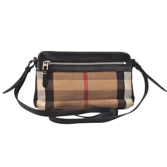 BURBERRY Nova Check Shoulder Cross Body Bag Canvas Leather - Picture 1 of 16